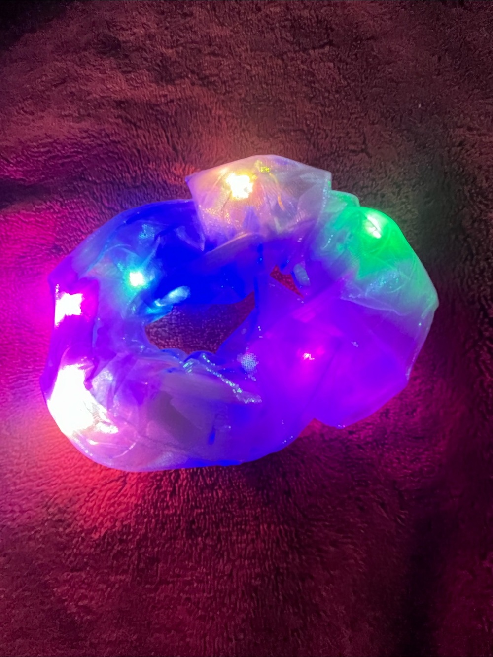 LED Iridescent Lavender Hair Scrunchie – Hair Accessory for Parties & Festivals - Picture 3 of 3